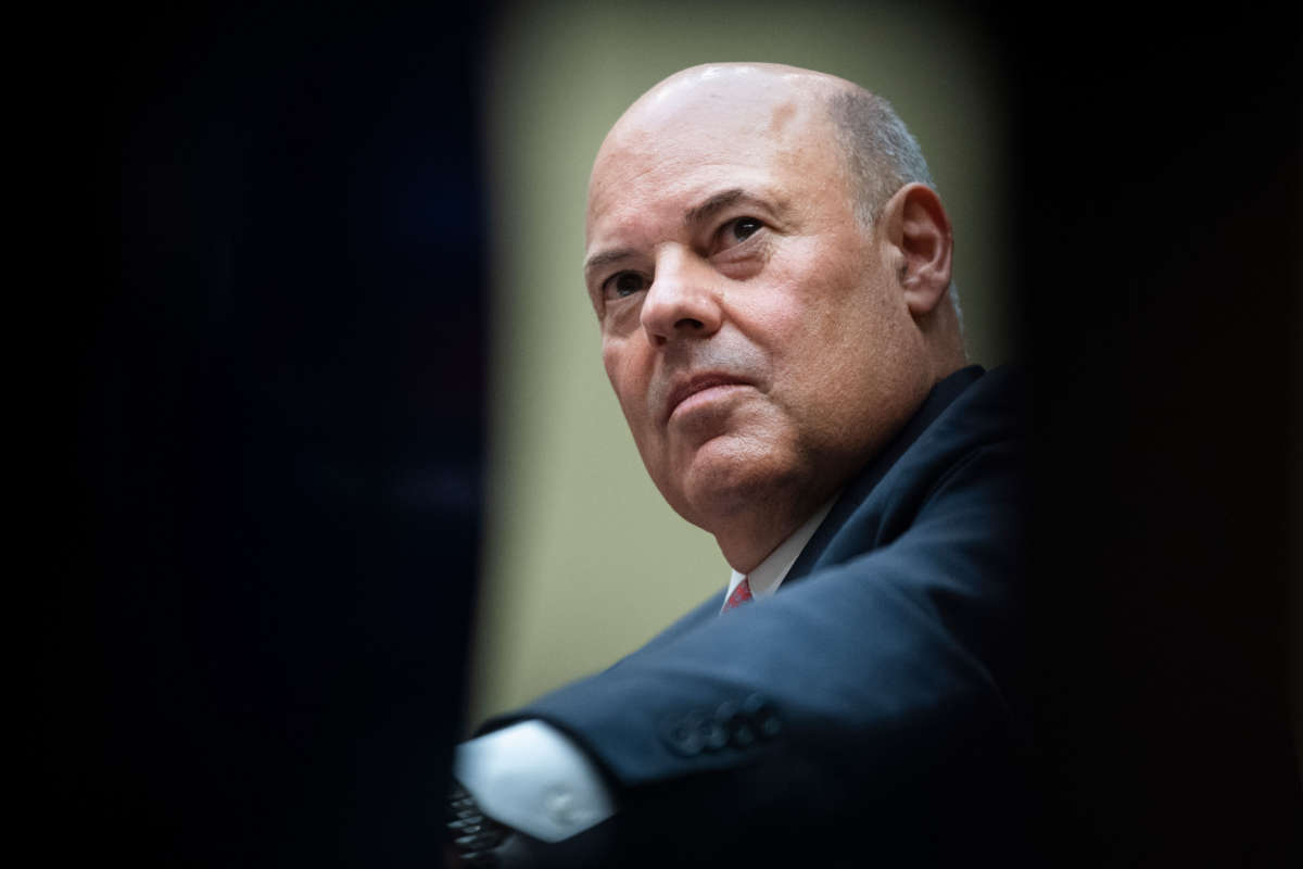 Postmaster General Louis DeJoy testifies during a House Oversight and Reform Committee hearing in the Rayburn House Office Building on August 24, 2020.