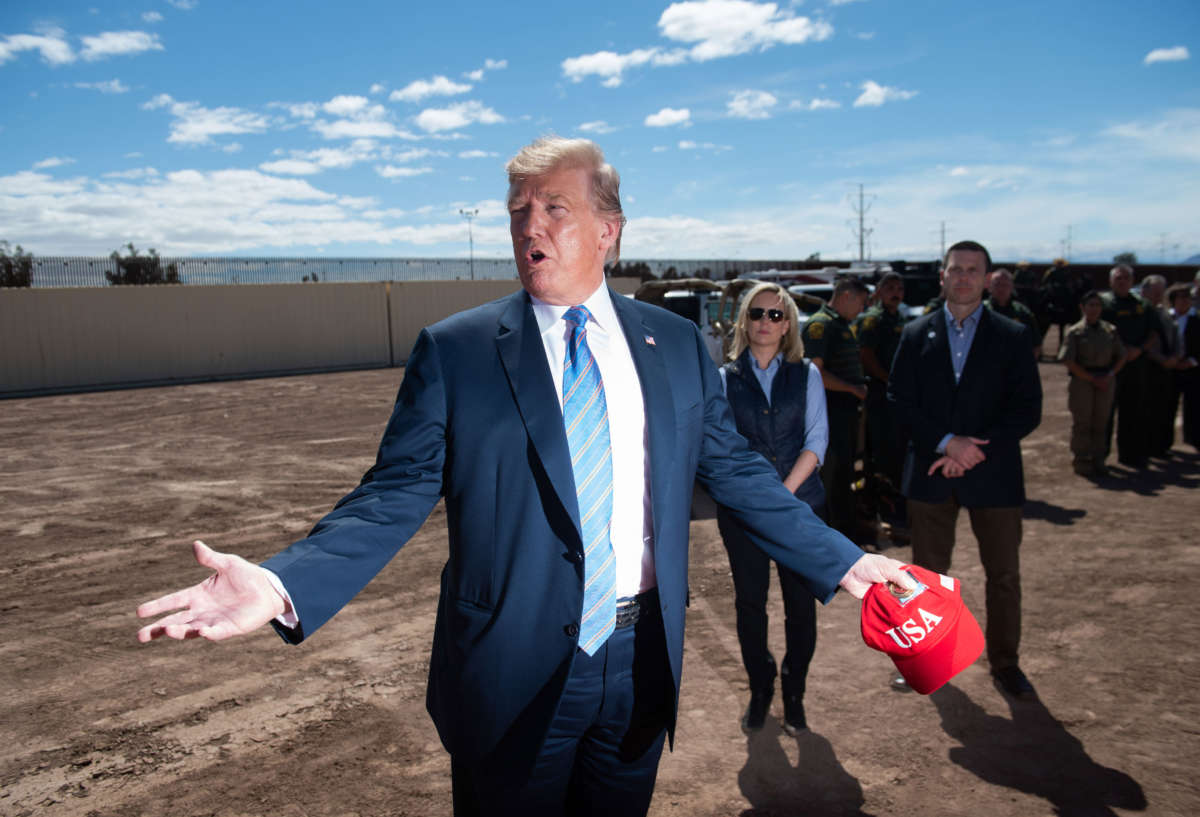 President Trump tours the border wall between the U.S. and Mexico in Calexico, California, April 5, 2019.