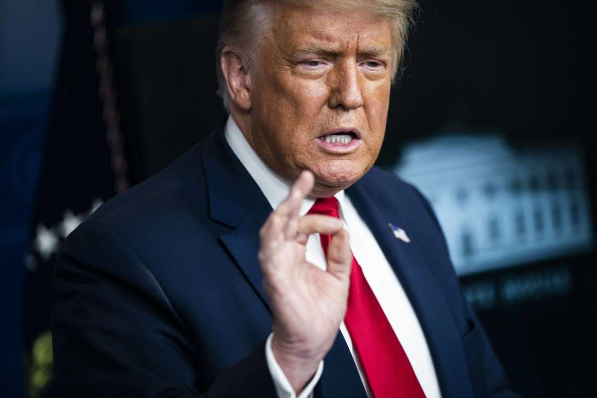 President Trump speaks during a COVID-19 briefing in the James S. Brady Briefing Room at the White House on July 28, 2020, in Washington, D.C.