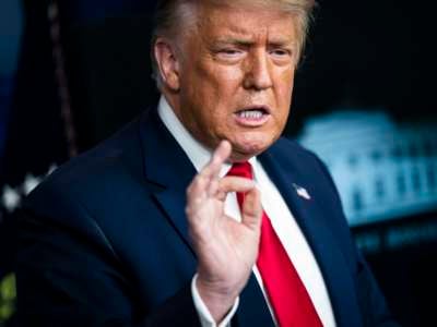 President Trump speaks during a COVID-19 briefing in the James S. Brady Briefing Room at the White House on July 28, 2020, in Washington, D.C.