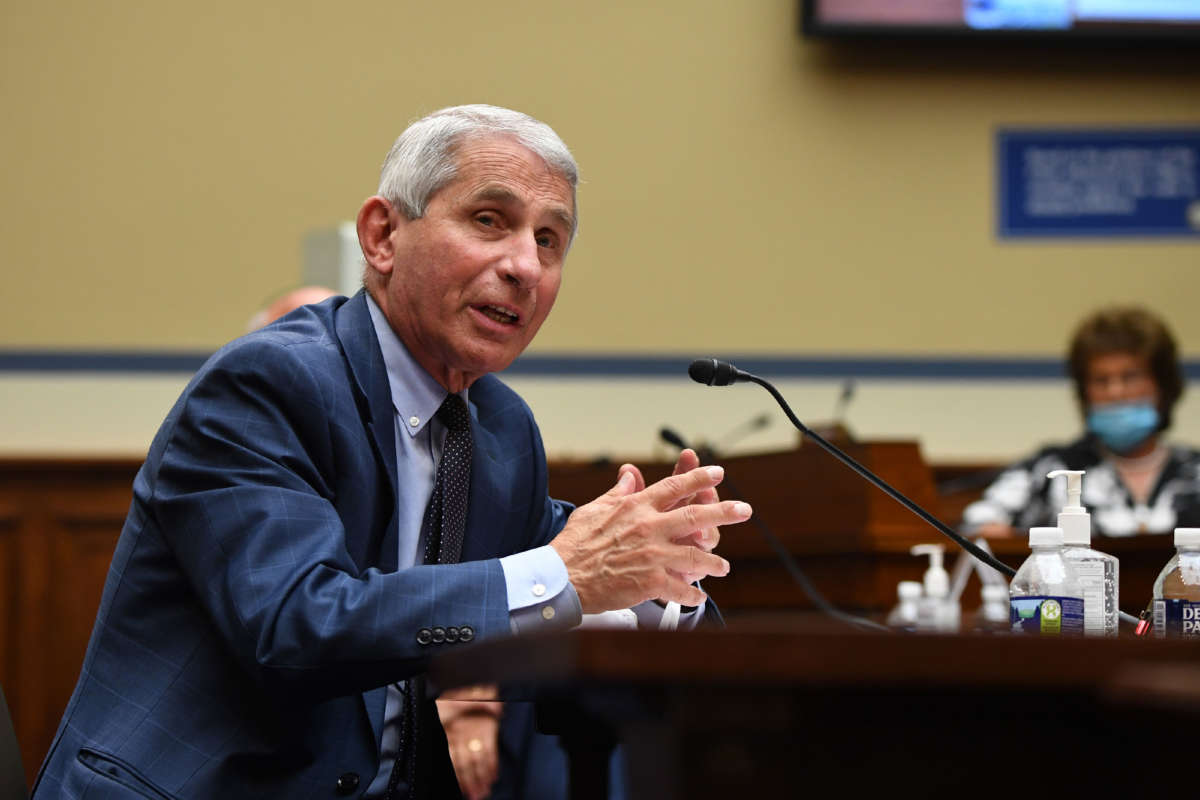 Dr. Anthony Fauci, director of the National Institute for Allergy and Infectious Diseases, testifies before a House Subcommittee on the Coronavirus Crisis hearing on July 31, 2020, in Washington, D.C.