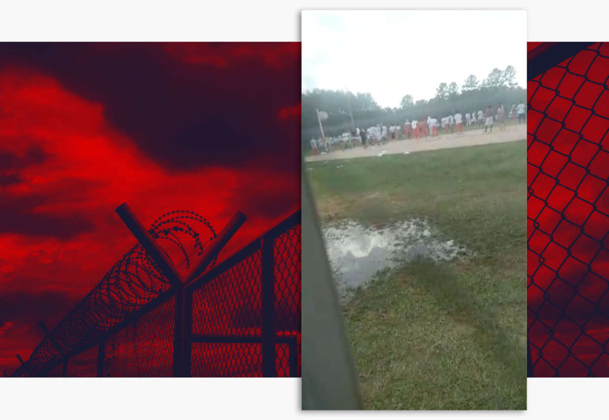 A video taken by a bystander on Saturday appears to show dozens immigration prisoners believed to be Cameroonian asylum seekers protesting dire conditions and a power outage at Jackson Parish Correctional Center, a privately-run jail in northwestern Louisiana that was slammed by Hurricane Laura.