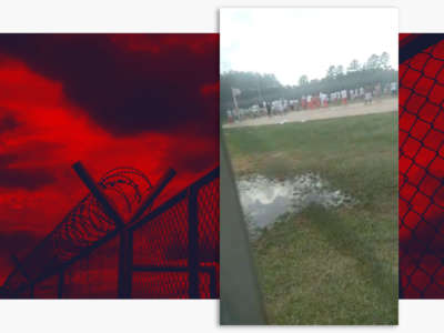 A video taken by a bystander on Saturday appears to show dozens immigration prisoners believed to be Cameroonian asylum seekers protesting dire conditions and a power outage at Jackson Parish Correctional Center, a privately-run jail in northwestern Louisiana that was slammed by Hurricane Laura.