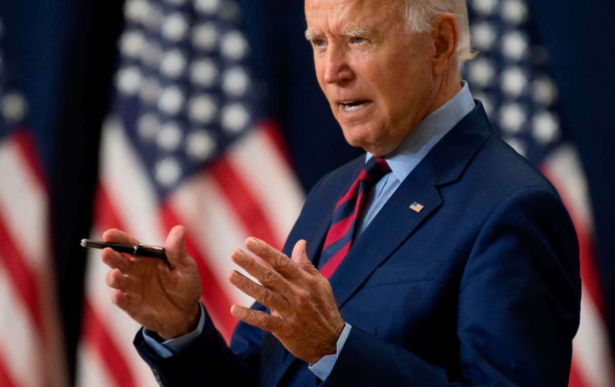 Former Vice President Joe Biden speaks on September 4, 2020, in Wilmington, Delaware.