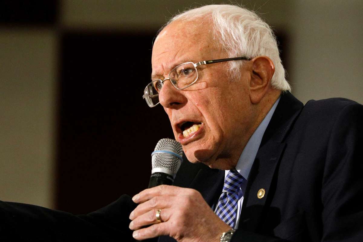 Sen. Bernie Sanders speaks at Salina Intermediate School on March 7, 2020, in Dearborn, Michigan.