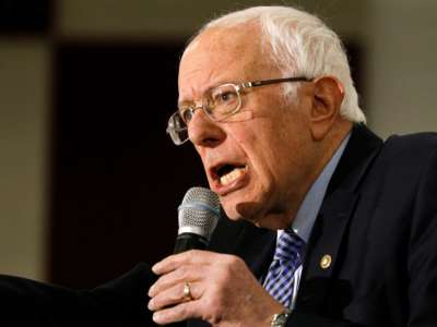 Sen. Bernie Sanders speaks at Salina Intermediate School on March 7, 2020, in Dearborn, Michigan.