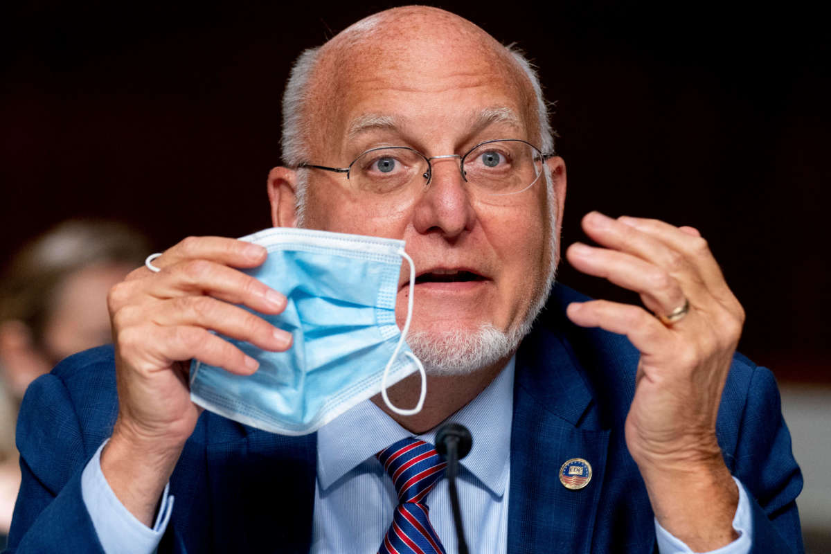 Centers for Disease Control and Prevention (CDC) Director Dr. Robert Redfield speaks at a hearing of the Senate Appropriations subcommittee reviewing coronavirus response efforts on September 16, 2020, in Washington, D.C.