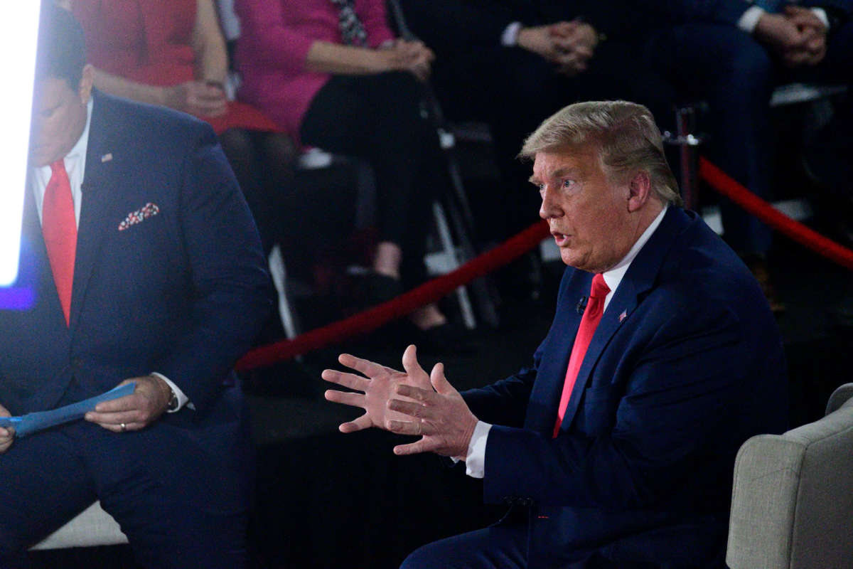 President Trump attends a town hall hosted by FOX News Channel, at the Scranton Cultural Center in Scranton, Pennsylvania, on March 5, 2020.