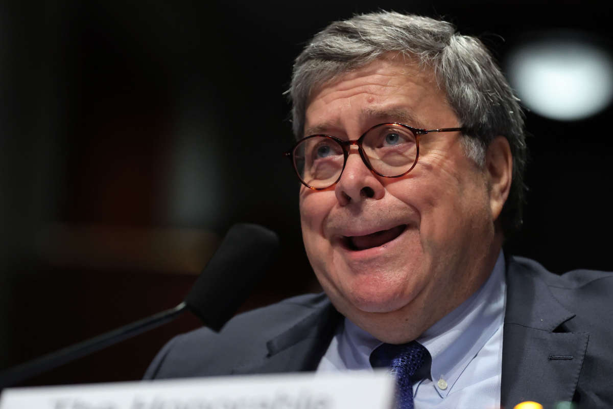 Attorney General William Barr testifies before the House Judiciary Committee in the Congressional Auditorium at the U.S. Capitol Visitors Center, July 28, 2020, in Washington, D.C.