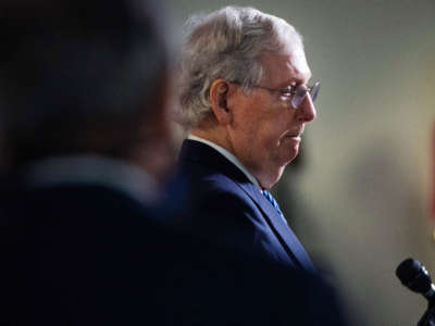 Senate Majority Leader Mitch McConnell conducts a news conference after the Senate Republican Policy luncheon in Hart Building on September 15, 2020.