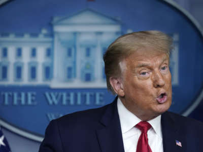 President Donald Trump speaks during a news conference at the White House on September 10, 2020, in Washington, D.C.