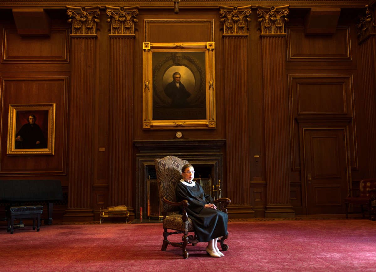 Supreme Court Justice Ruth Bader Ginsburg, who died on Friday, is photographed in the East conference room at the U.S. Supreme Court in Washington, D.C., on August 30, 2013.