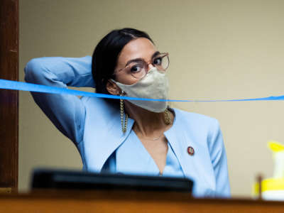 Rep. Alexandria Ocasio-Cortez arrives for a hearing before the House Oversight and Reform Committee on August 24, 2020, in Washington, D.C.