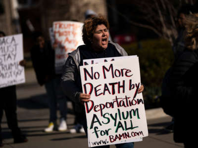 Activists protest outside the U.S. Supreme Court on March 2, 2020, in Washington, D.C.