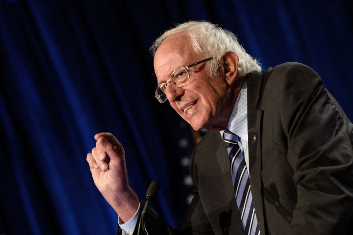 Senator Bernie Sanders speaks at George Washington University in Washington, D.C., on September 24, 2020.