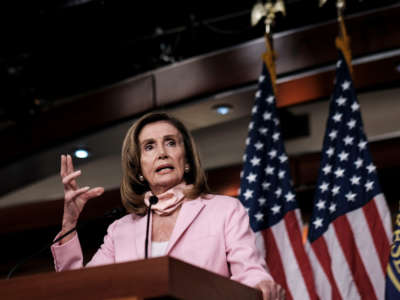 Speaker of the House Nancy Pelosi speaks to reporters at her weekly press conference at the Capitol on August 22, 2020, in Washington, D.C.