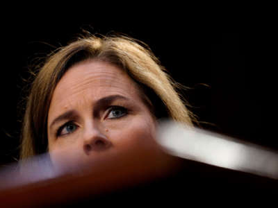 Supreme Court nominee Judge Amy Coney Barrett looks on during her confirmation hearing before the Senate Judiciary Committee on Capitol Hill in Washington, D.C., on October 13, 2020.