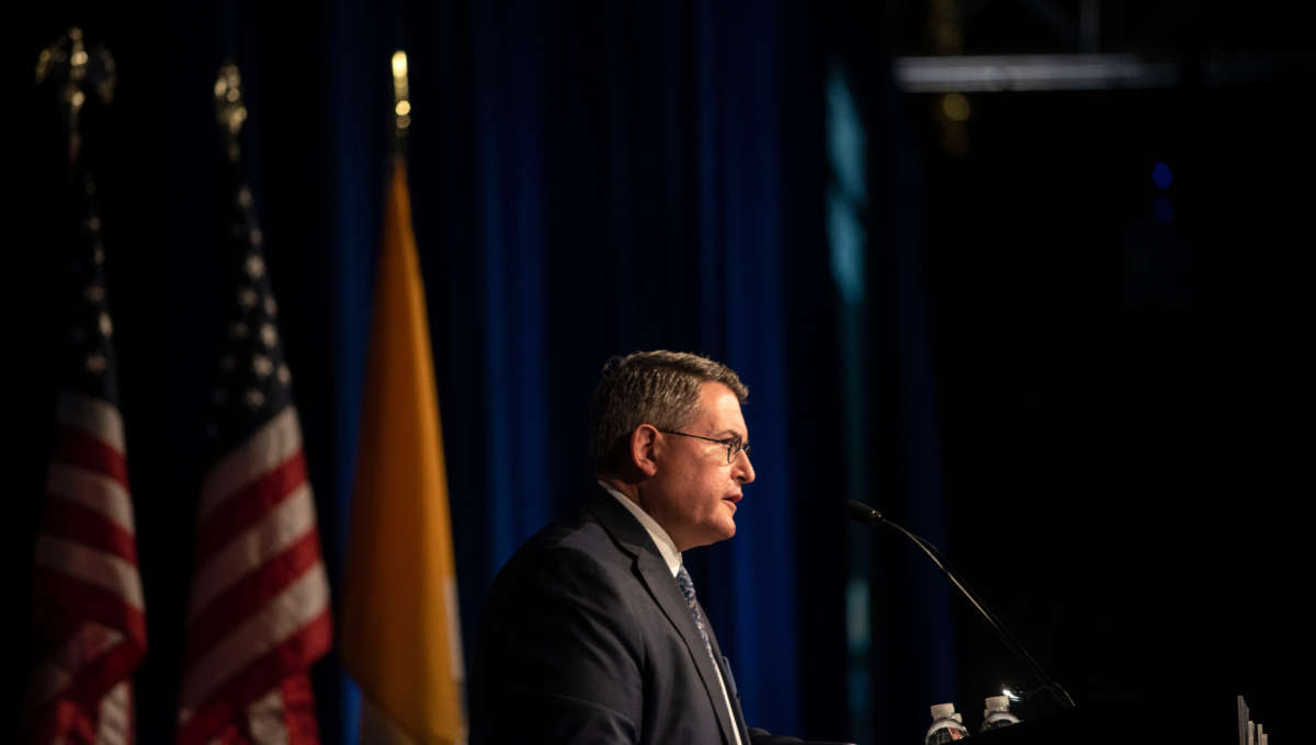 Leonard Leo speaks at the National Catholic Prayer Breakfast in Washington, D.C., on April 23, 2019.