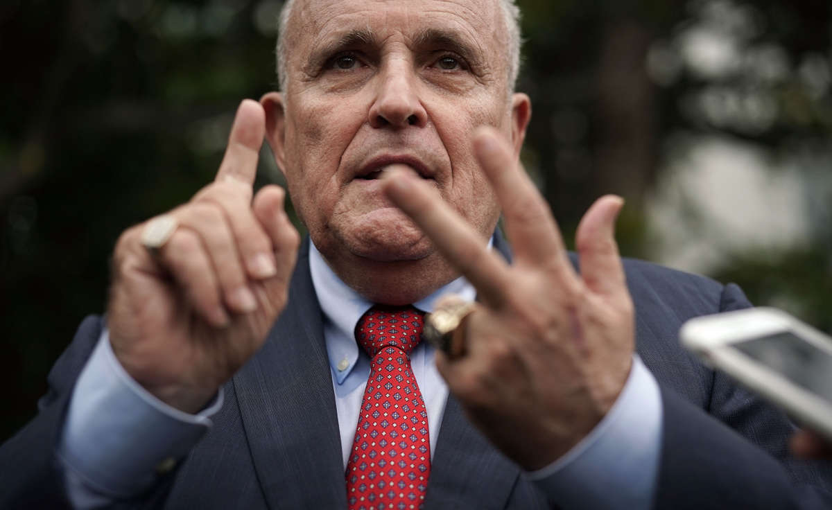 Rudy Giuliani speaks to members of the media on the South Lawn of the White House, May 30, 2018, in Washington, D.C.