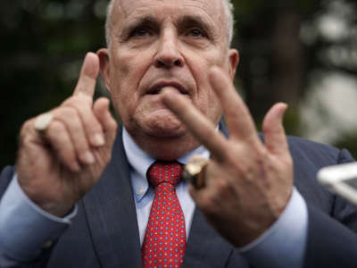 Rudy Giuliani speaks to members of the media on the South Lawn of the White House, May 30, 2018, in Washington, D.C.
