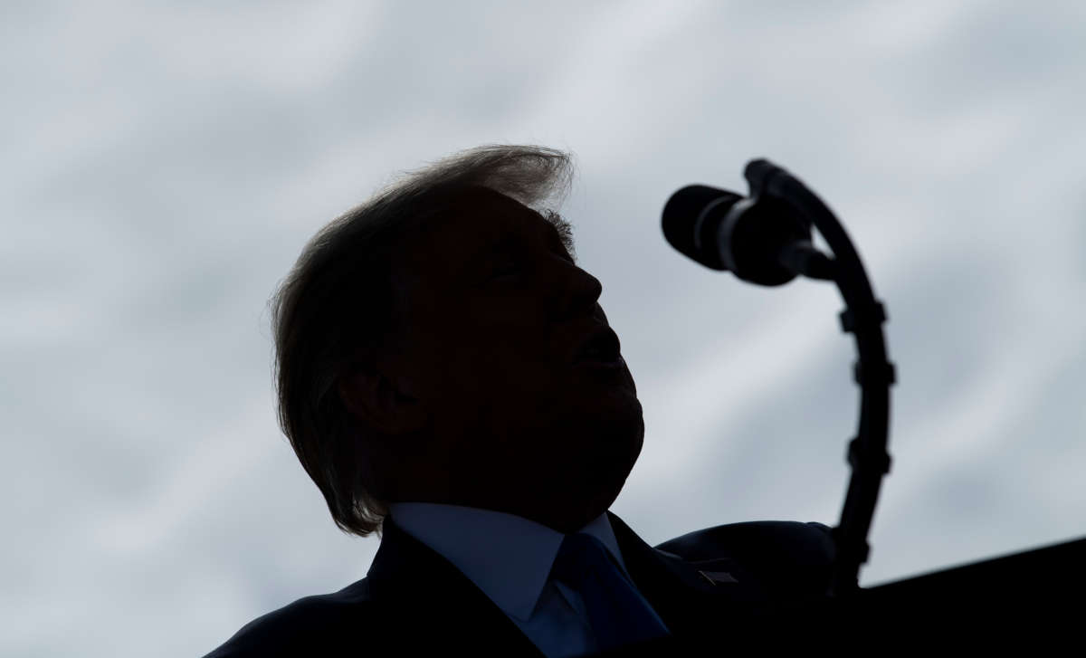 President Trump speaks at a rally on October 15, 2020, in Greenville, North Carolina.