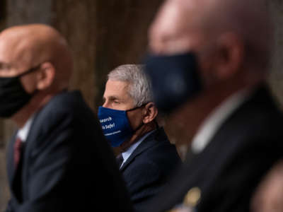 Dr. Anthony Fauci, director of the National Institute of Allergy and Infectious Diseases, listens to questioning at a hearing of the Senate Health, Education, Labor and Pensions Committee on September 23, 2020, in Washington, D.C.