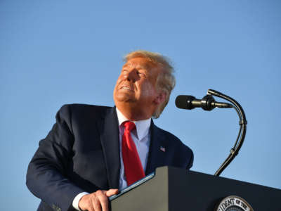 President Trump speaks during a rally at Tucson International Airport in Tucson, Arizona, on October 19, 2020.