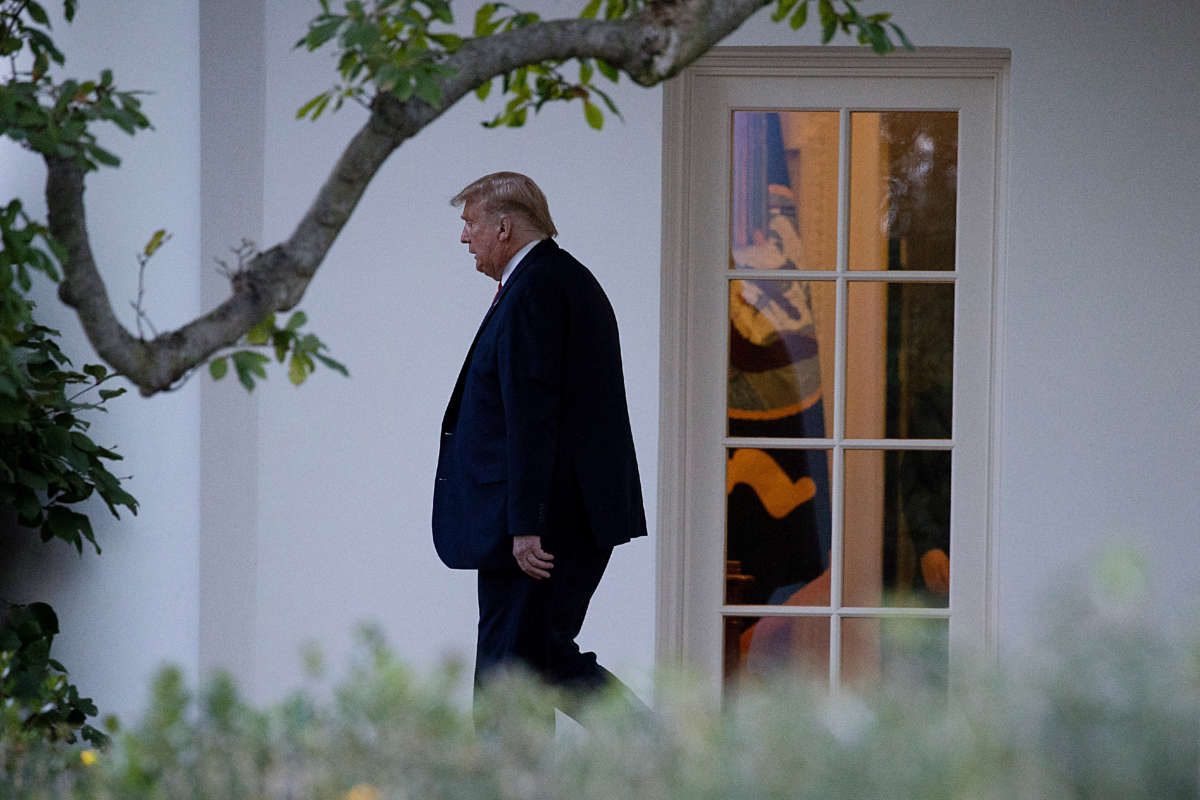 President Trump walks out of the White House on October 20, 2020, in Washington, D.C.