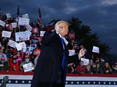 President Trump dances during a campaign rally at Pickaway Agriculture and Event Center in Circleville, Ohio, on October 24, 2020.