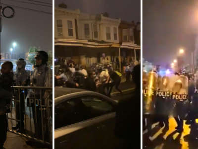 Protesters and police clash in West Philly after two Philadelphia Police officers killed a Black man in front of his mother on October 26, 2020.