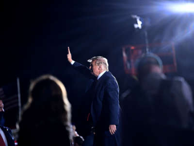 President Trump leaves after speaking at a rally at Middle Georgia Regional Airport in Macon, Georgia, on October 16, 2020.