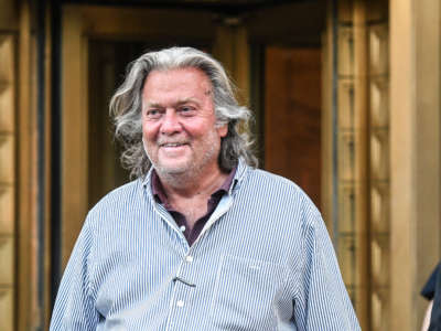 Former White House Chief Strategist Steve Bannon exits the Manhattan Federal Court on August 20, 2020, in the Manhattan borough of New York City.
