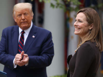 President Trump introduces 7th U.S. Circuit Court Judge Amy Coney Barrett as his nominee to the Supreme Court in the Rose Garden at the White House, September 26, 2020, in Washington, D.C.
