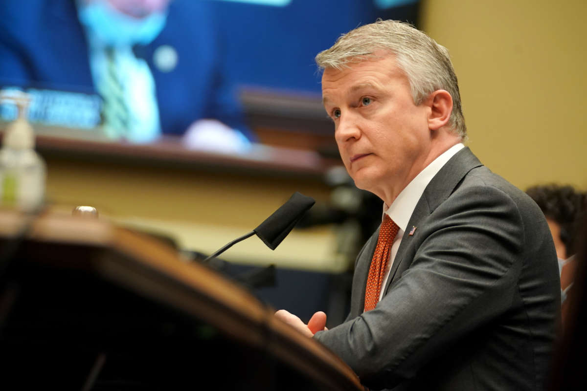 Dr. Richard Bright, former director of the Biomedical Advanced Research and Development Authority, testifies during a House Energy and Commerce Subcommittee on Health hearing to discuss protecting scientific integrity in response to the coronavirus outbreak on May 14, 2020, in Washington, D.C.