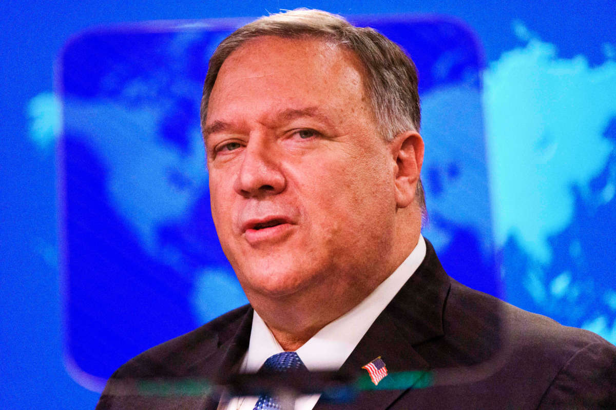 Secretary of State Mike Pompeo speaks during a briefing, on November 10, 2020, at the State Department in Washington, D.C.