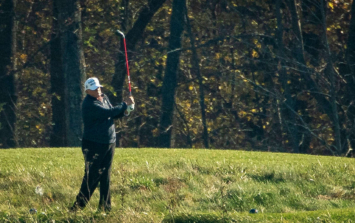 President Trump golfs at Trump National Golf Club, on November 7, 2020, in Sterling, Virginia.