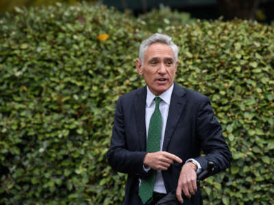 Dr. Scott Atlas, member of the White House Coronavirus Taskforce, walks at the White House in Washington, D.C., on October 12, 2020.