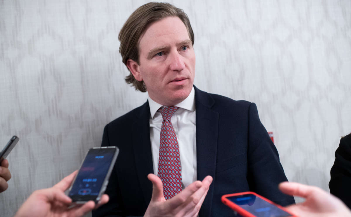 Christopher Krebs, director of the Cybersecurity and Infrastructure Security Agency, speaks to press at the Capital Hilton in Washington, D.C., January 22, 2020.