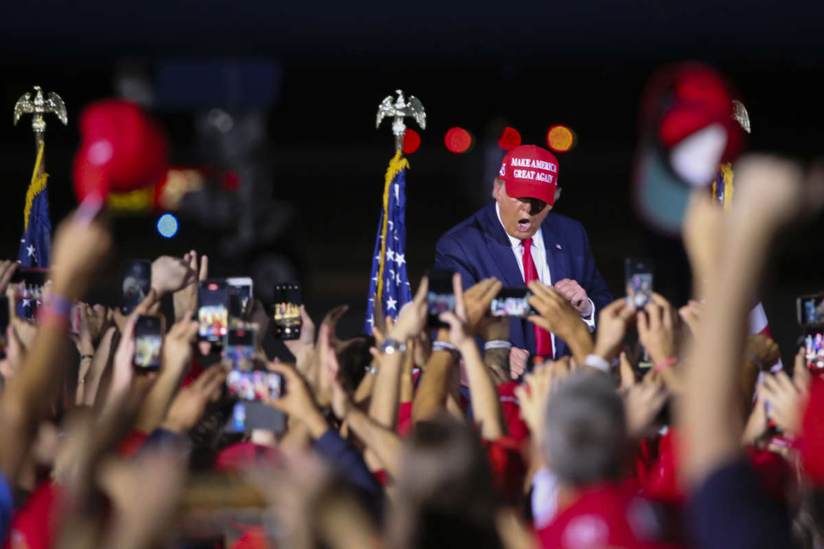 President Trump holds a rally to address his supporters at Miami-Opa Locka Executive Airport in Miami, Florida, on November 2, 2020.