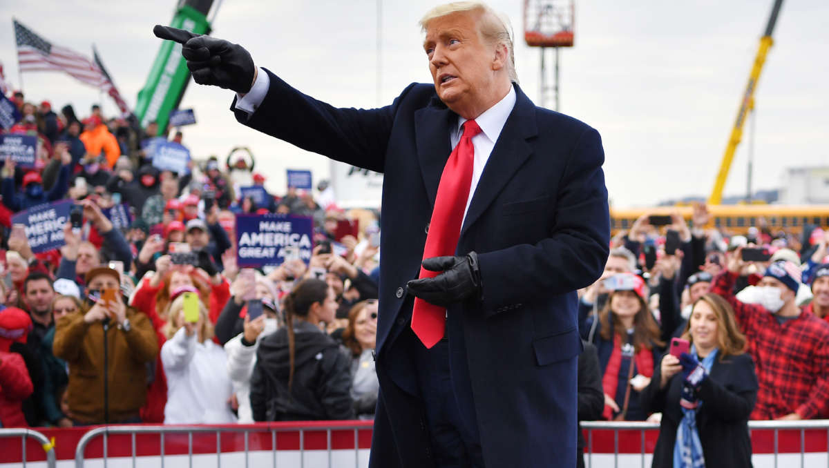 President Trump speaks during a rally at Reading Regional Airport in Reading, Pennsylvania, on October 31, 2020.