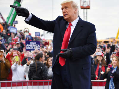 President Trump speaks during a rally at Reading Regional Airport in Reading, Pennsylvania, on October 31, 2020.