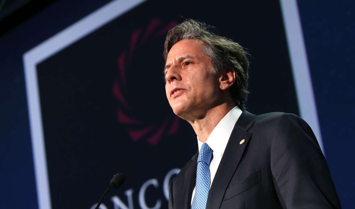 Then-Deputy Secretary of State Anthony Blinken speaks at the 2016 Concordia Summit at Grand Hyatt New York on September 19, 2016, in New York City.