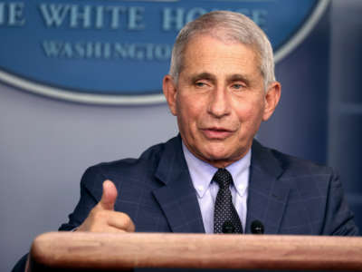 Dr. Anthony Fauci, Director of the National Institute of Allergy and Infectious Diseases, speaks during a White House Coronavirus Task Force press briefing in the James Brady Press Briefing Room at the White House on November 19, 2020, in Washington, D.C.