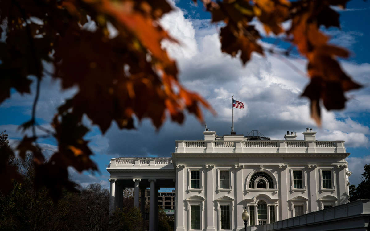 Clouds float over the White House on November 17, 2020 in Washington, D.C.