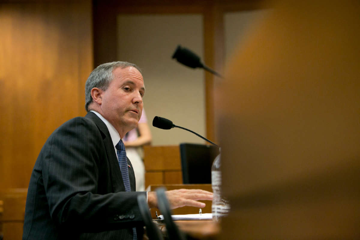 Texas Attorney General Ken Paxton testifies in front of the Senate Committee on Health and Human Services on July 29, 2015, just a few days before a grand jury indicted him on three felonies.