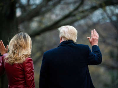 President Trump and First Lady Melania Trump depart on the South Lawn of the White House, on December 5, 2020, in Washington, D.C.