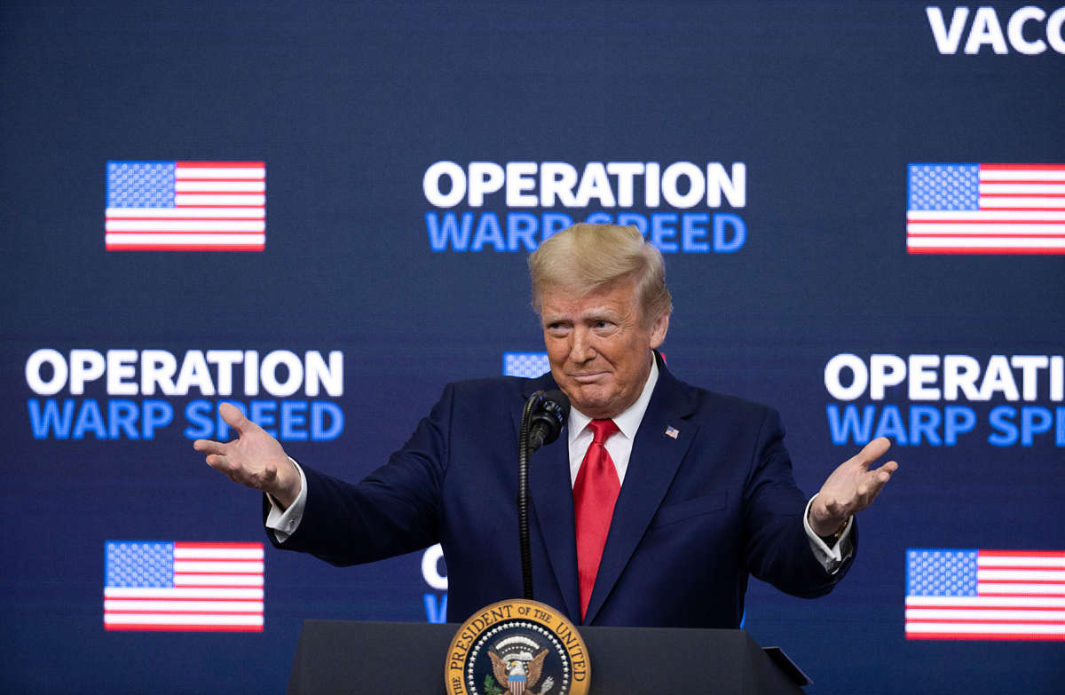 President Trump speaks at the Operation Warp Speed Vaccine Summit on December 8, 2020, in Washington, D.C.