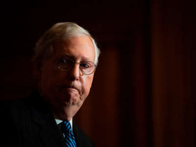 Senate Majority Leader Mitch McConnell speaks during a news conference with other Senate Republicans at the U.S. Capitol in Washington, D.C., on December 15, 2020.