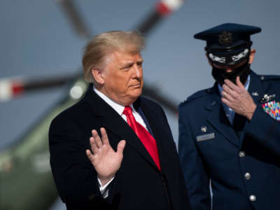 President Trump arrives to board Air Force One at Joint Base Andrews in Maryland on December 12, 2020.