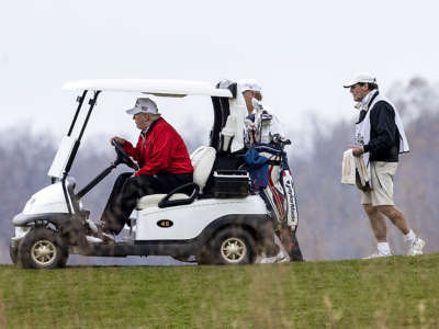 President Donald Trump golfs at Trump National Golf Club on November 21, 2020, in Sterling, Virginia.